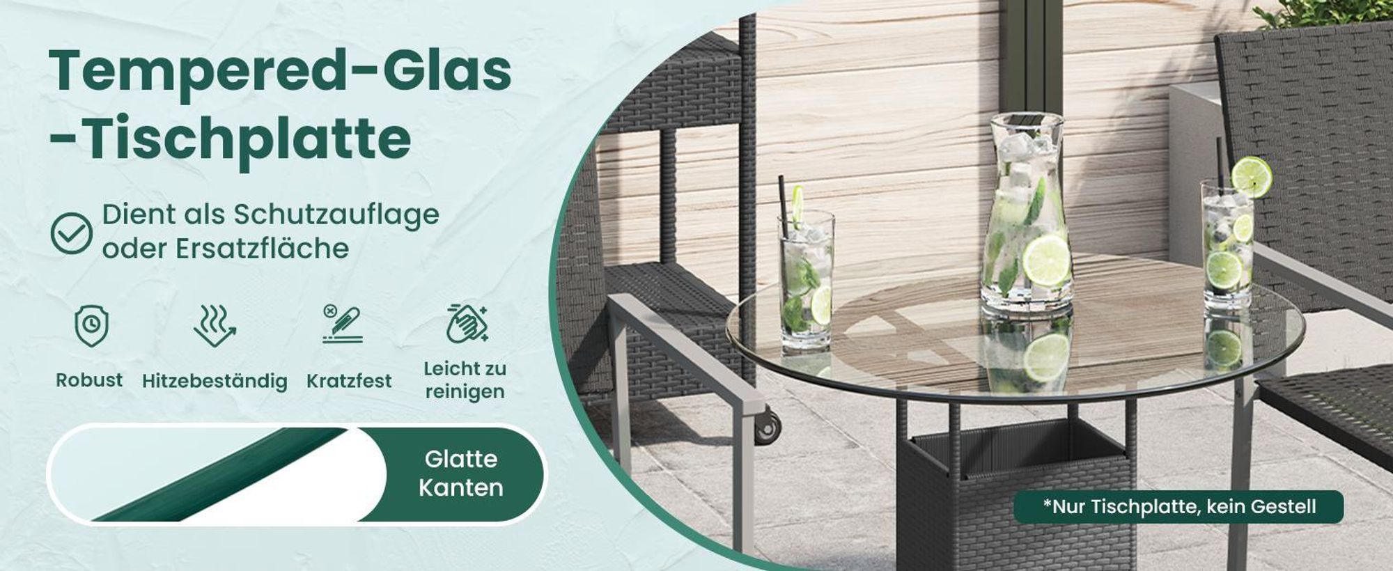 vidaXL Tischplatte aus gehärtetem Glas rund 600 mm