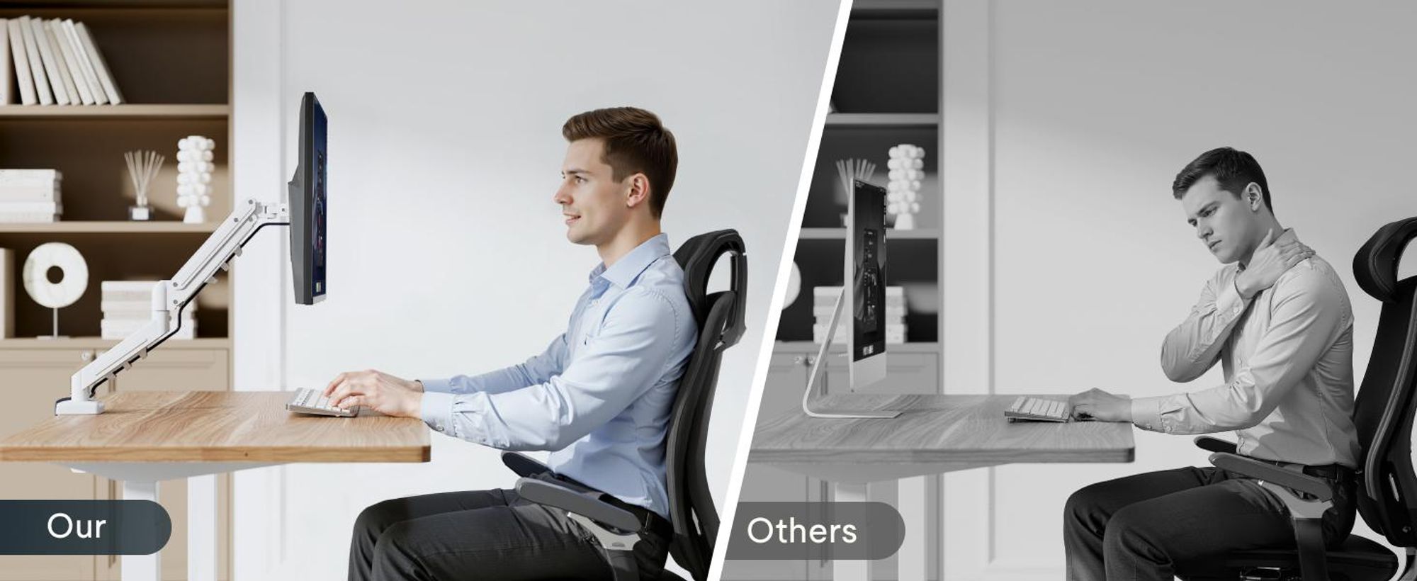 FLEXISPOT MA1 Monitorhalterung 17–32 Zoll, Gasdruckfeder Monitorarm für 1 Monitor, höhenverstellbar & schwenkbar, VESA 75x75/100x100, Weiß