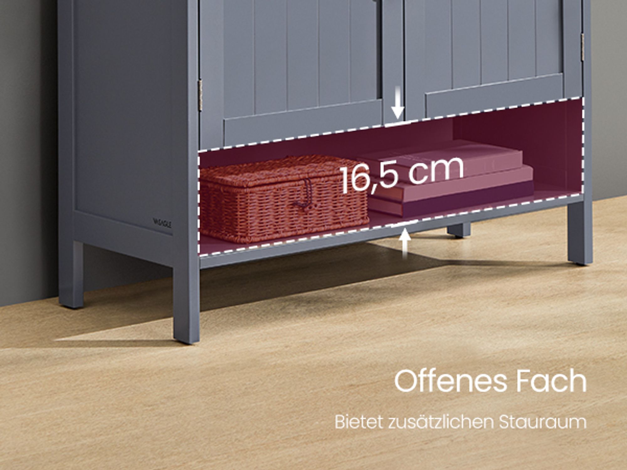 VASAGLE Schuhschrank moderner Landhausstil, mit höhenverstellbaren Ablagen, 35 x 80 x 70 cm