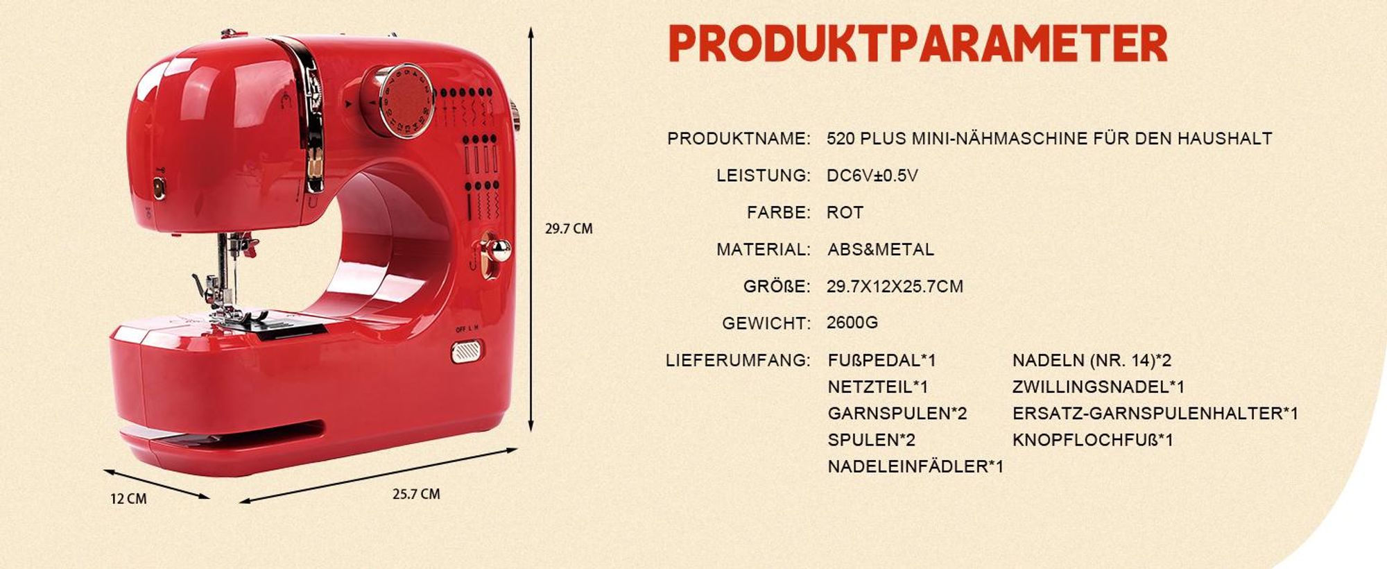 Einfache Nähmaschine für Anfänger mit 16 Stichen, Twin-Nadel, Rückwärtsnähen, automatischem Spulen, Fußpedale, Tragbare Elektrische Nähmaschinen
