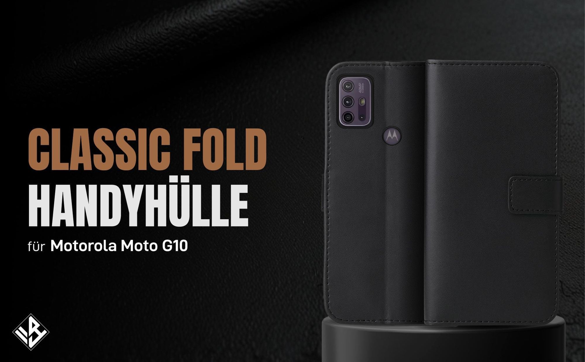 Schwarze Klapphülle für Motorola Moto G10 mit Wallet-Funktion