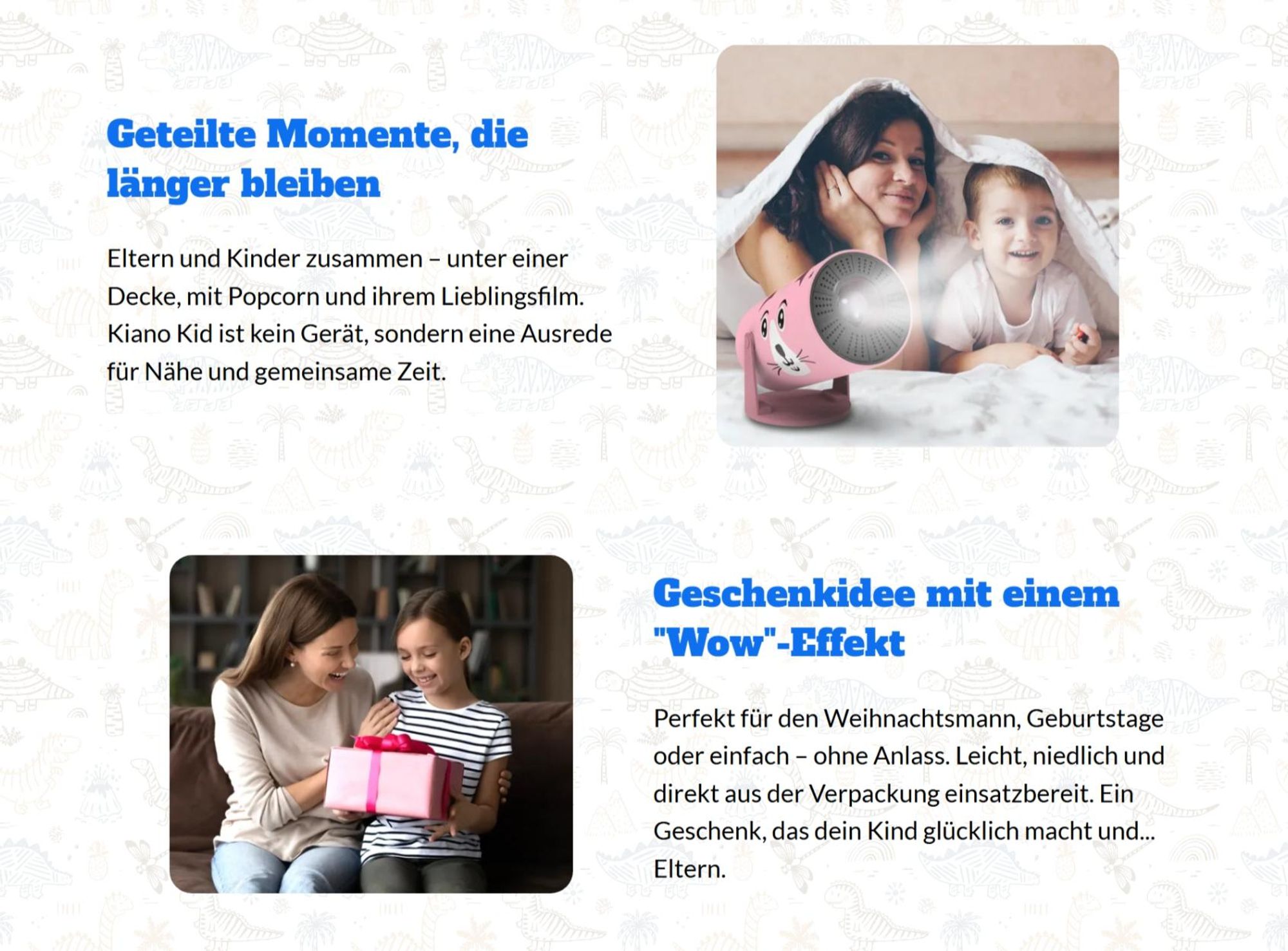 Beamer Kiano Kid Rosa Katze Projektor HD 1280x720, 32–130 Zoll, 230° drehbar, WLAN, AirPlay Miracast, ideal fürs Kinderzimmer mit Android 11