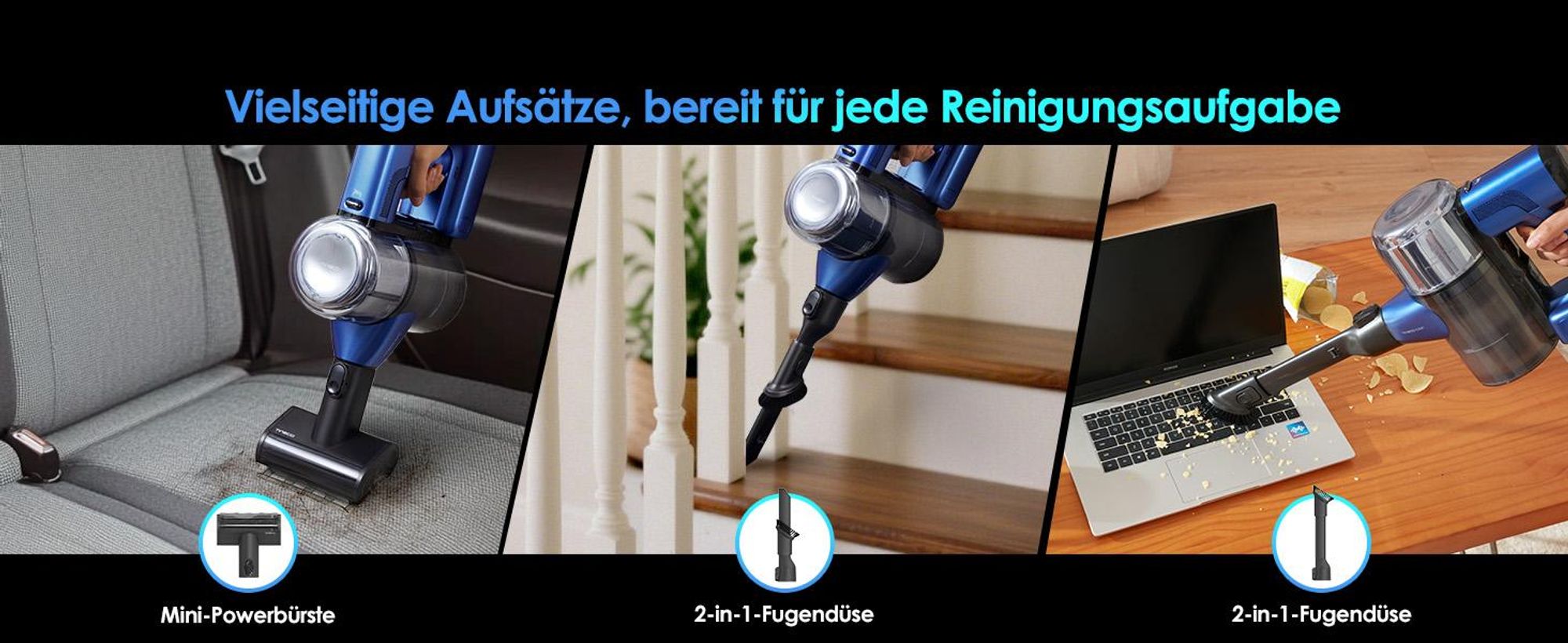 Tineco PURE ONE S50 Pro Akku Staubsauger, 200AW Saugleistung, iLoop, bis zu 95 Min. ZeroTangle-Bürste Handstaubsauger für Großschmutz sowie Tierhaare