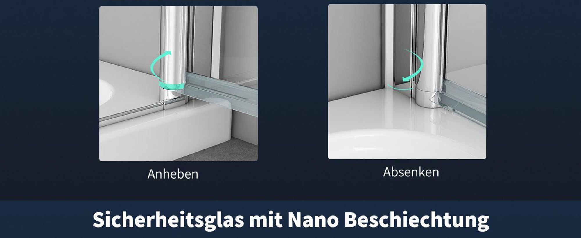Falttür Duschkabine 80x100x195cm Eckeinstieg Duschabtrennung Doppelt Falttüren Eckdusche Faltbar Duschwand Silber Faltdusche aus ESG-NANO GLAS