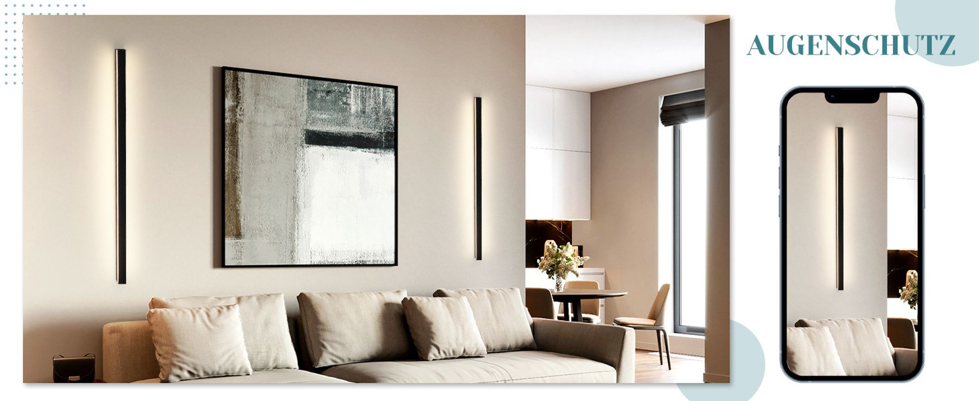 ZMH led Wandleuchte 15W Dimmbar mit Fernbedienung 100CM Wandlampe innen Wandleuchten Flur Up Down Wandbeleuchtung für Wohnzimmer Treppenhaus Schwarz