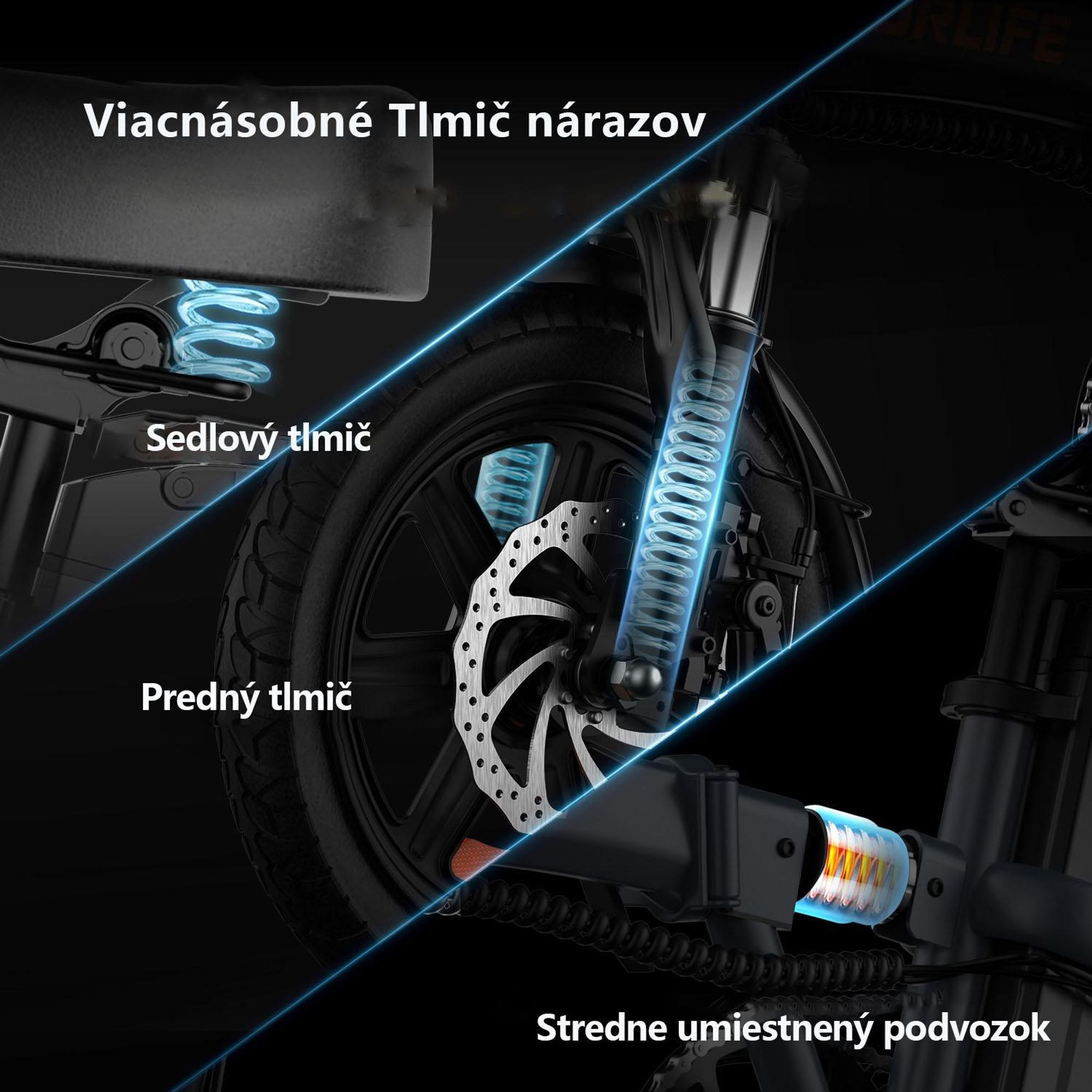 URLIFE F1L E-bike - 250W Motor  48V 7.5Ah Batéria14 Palcové Pneumatiky Kotúčové Brzdy - Čierna