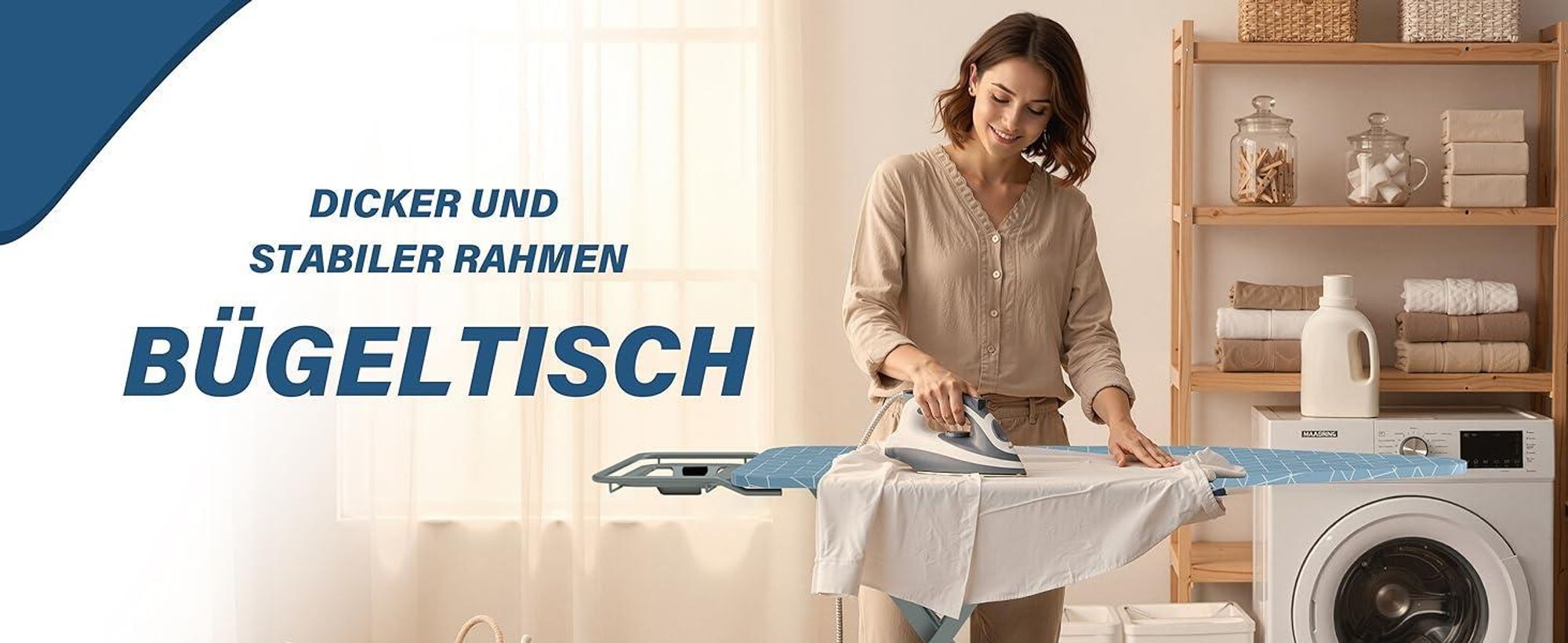 STANEW Bügelbrett 120 x 45 cm,Klappbares Bügelbretter Bügeltisch für Dampfbügeleisen,mit 2 Bezügen aus Baumwolle,Sicherheitsschließsystem