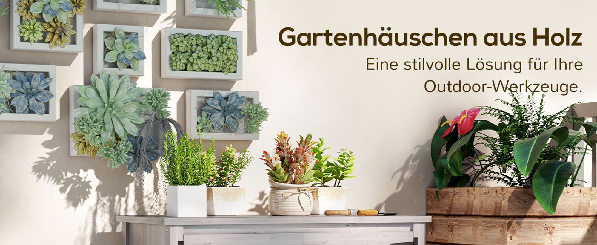 Outsunny Gartenschrank Holz, Geräteschuppen wetterfest 110x60x88,5cm, Gerätehaus