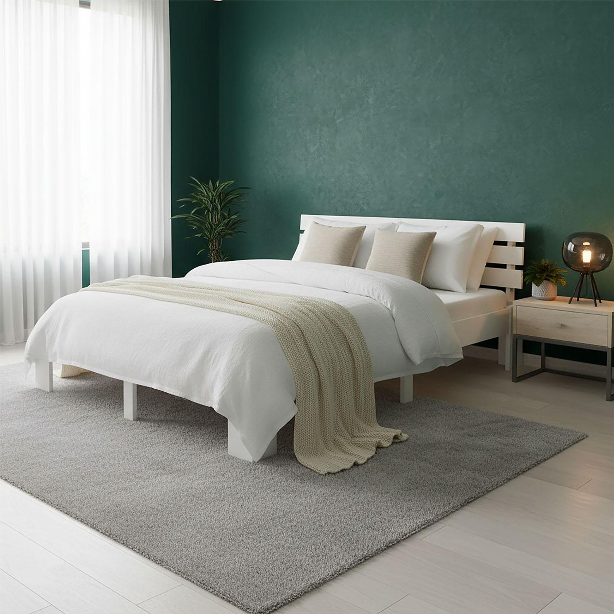 Homestyle4u Holzbett 140x200 Doppelbett mit Lattenrost Weiss Kiefer Massivholz