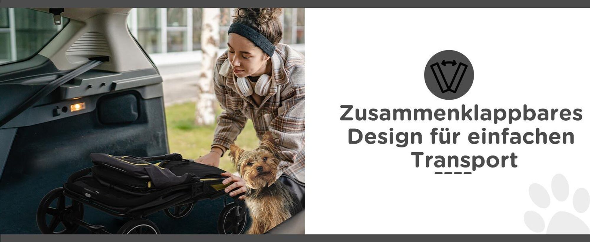 PawHut Hundewagen, Hundebuggy mit Kissen, faltbarer Hundetrolley, Katzenbuggy für große und mittelgroße Hunde, mit Netzfenster, Dunkelgrau