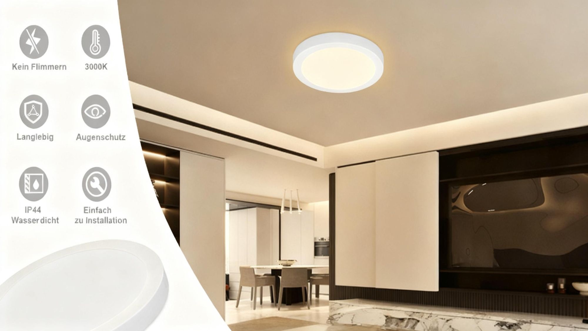 flach 18W LED Deckenleuchte