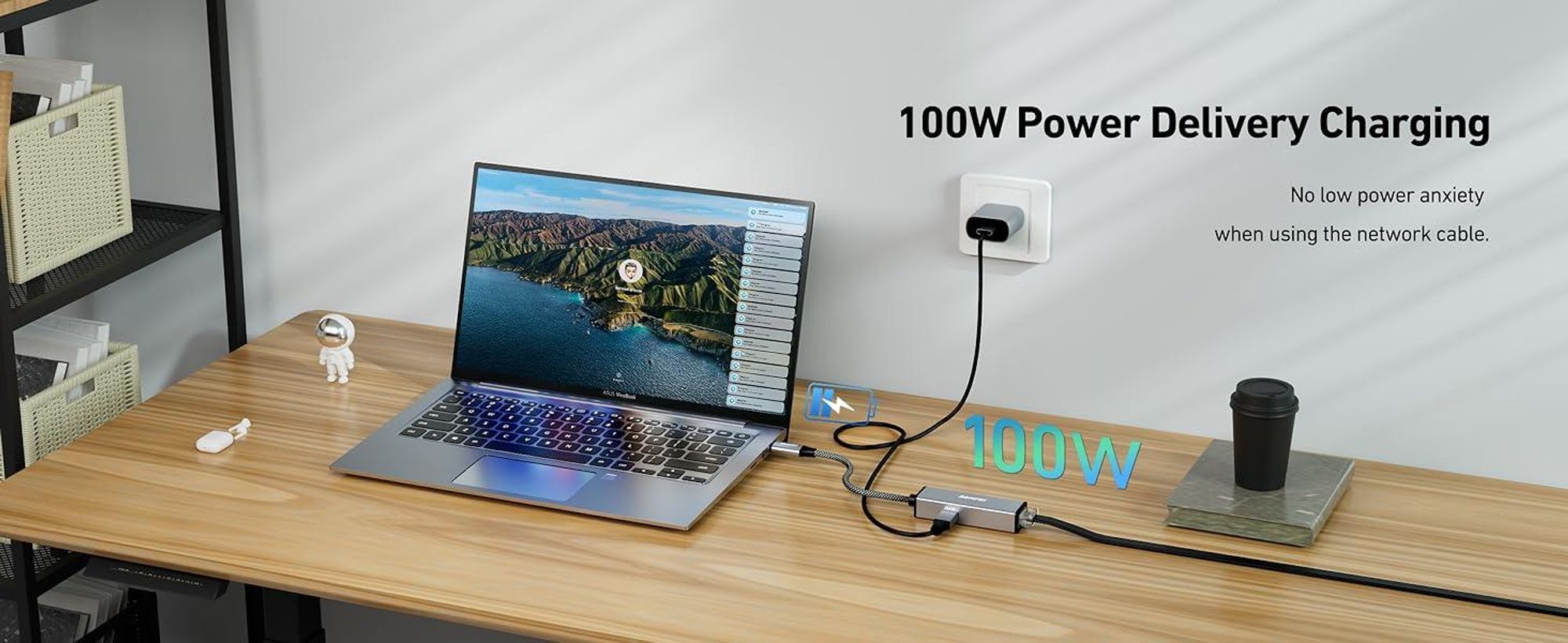 BENFEI Kabeladapter USB C auf Gigabit Ethernet Adapter mit 100W PD