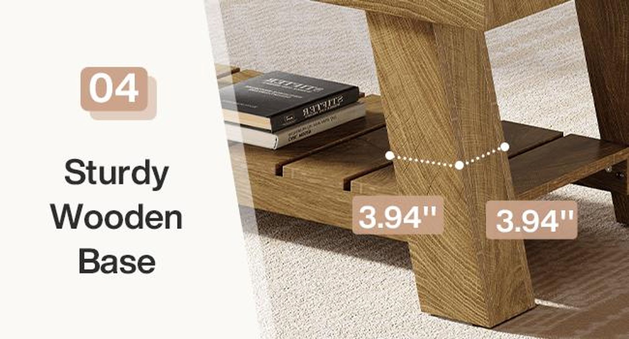 Tribesigns Rechteckiger Couchtisch, 120 cm, Landhausstil, zweistöckiger Beistelltisch mit Ablagefächern für Wohnzimmer und Wohnung