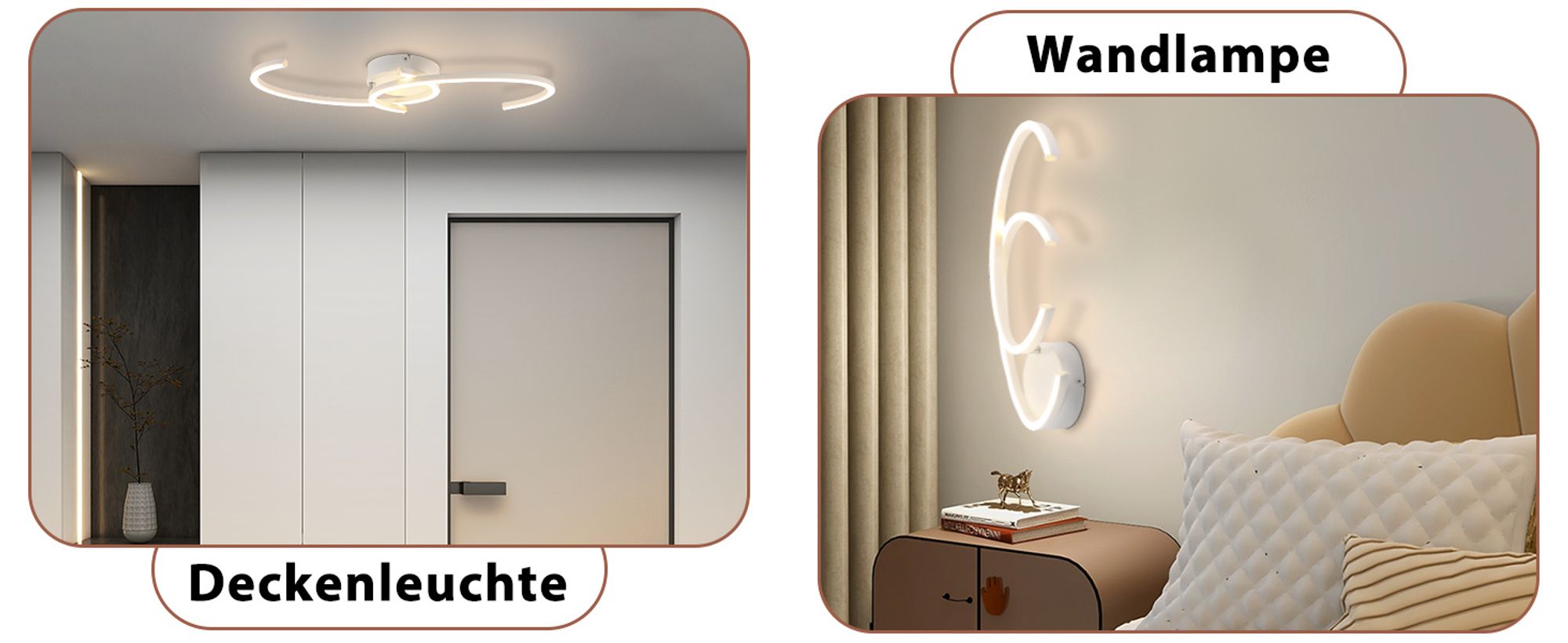ZMH Deckenlampe LED Deckenleuchte Küche 24W Wohnzimmerlampe Moderne Design Schlafzimmerlampe 3000K Warmweiß Wohnzimmer Küchenlampe 330° Drehbarer 2-Ringen weiß Deckenlampen für Schlafzimmer Esszimmer