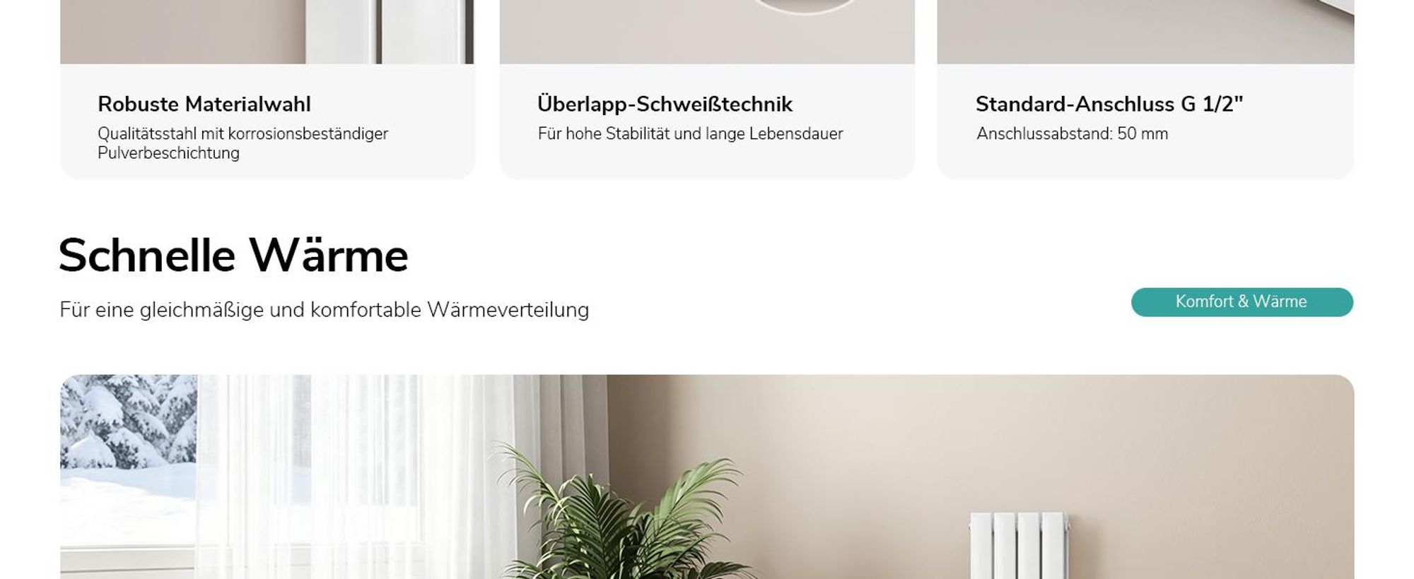 EMKE Heizkörper Flach 90 x 30,4 cm Doppellagig 559 W Weiß Design Paneelheizkörper