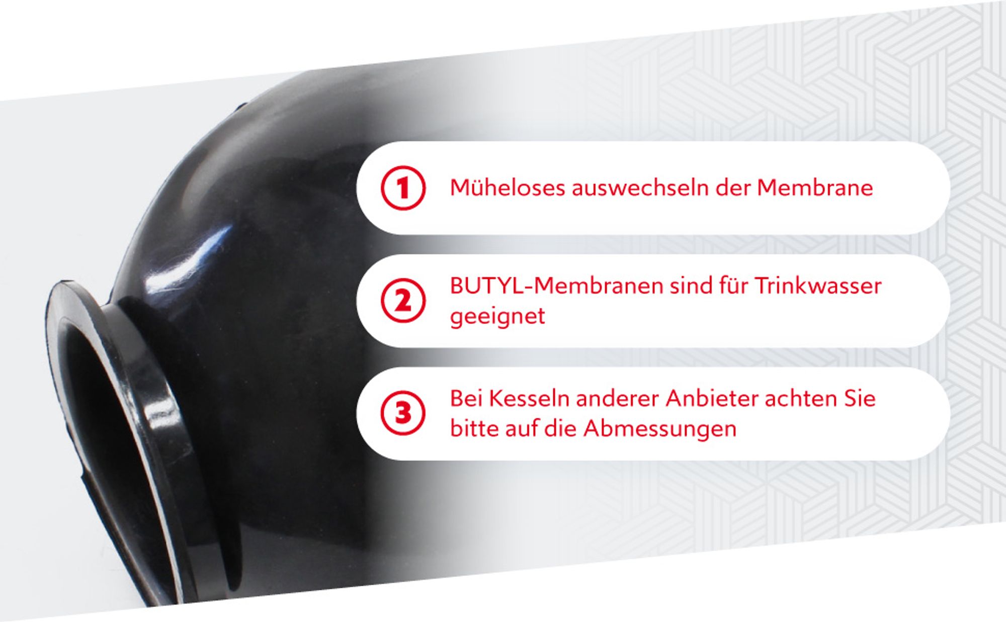 Wiltec Ersatzteil für Membrankessel bis 50 l Membran aus Butylkautschuk für Druckbehälter, Druckausgleichsgefäß für Hauswasserwerk mit Druckkessel