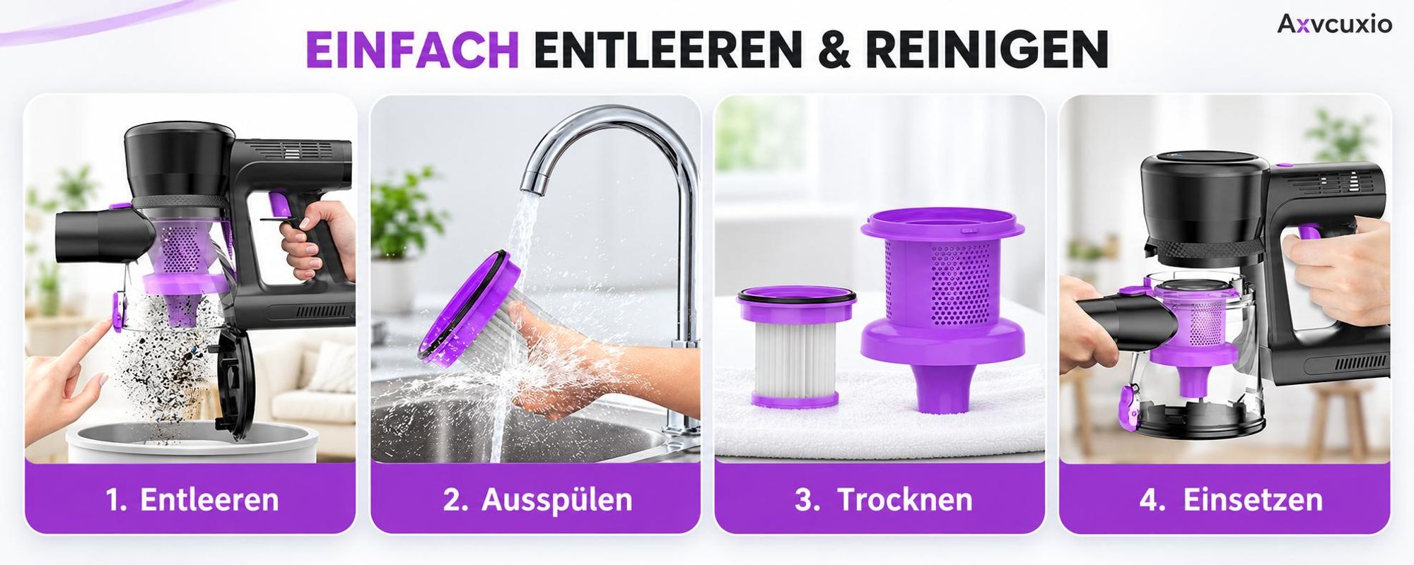 55000Pa/550W/65Min Staubsauger Kabellos, Akku Staubsauger SuperLeise, Handstaubsauger mit LED Display, Stabstaubsauger für Hartböden Teppiche, HEPA