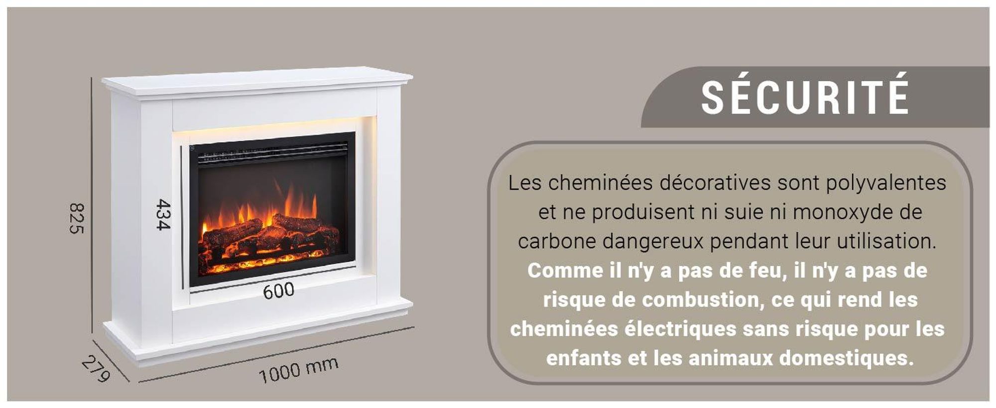 Cheminée électrique BALDERIA Baldur - Cheminée sur pied - Blanc