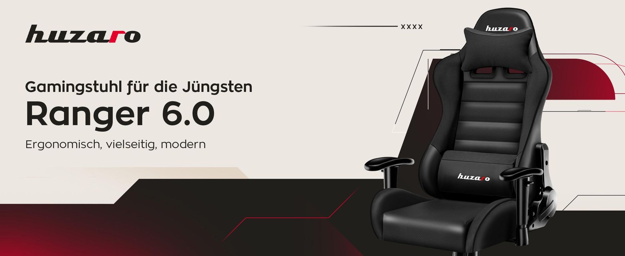 Huzaro Kinder Schreibtischstuhl Ranger 6 0 Gaming Stuhl Racing Sessel Bürostuhl Drehstuhl Gamer bis 130 kg Schwarz