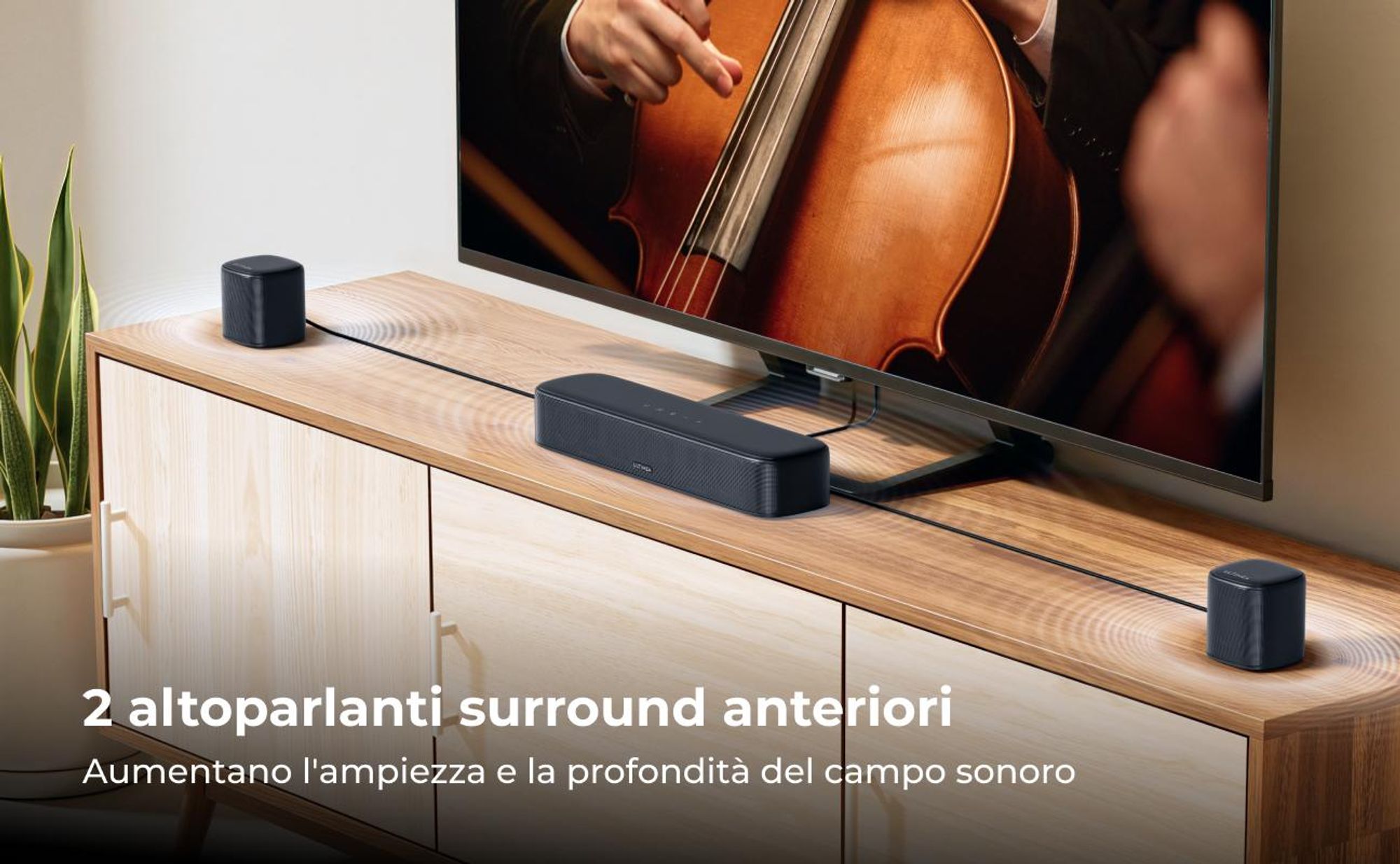 Soundbar ULTIMEA a 7.1 canali con subwoofer per TV, sistema audio surround per home cinema, 4 diffusori surround, HDMI ARC, controllo tramite app, Aura S4T