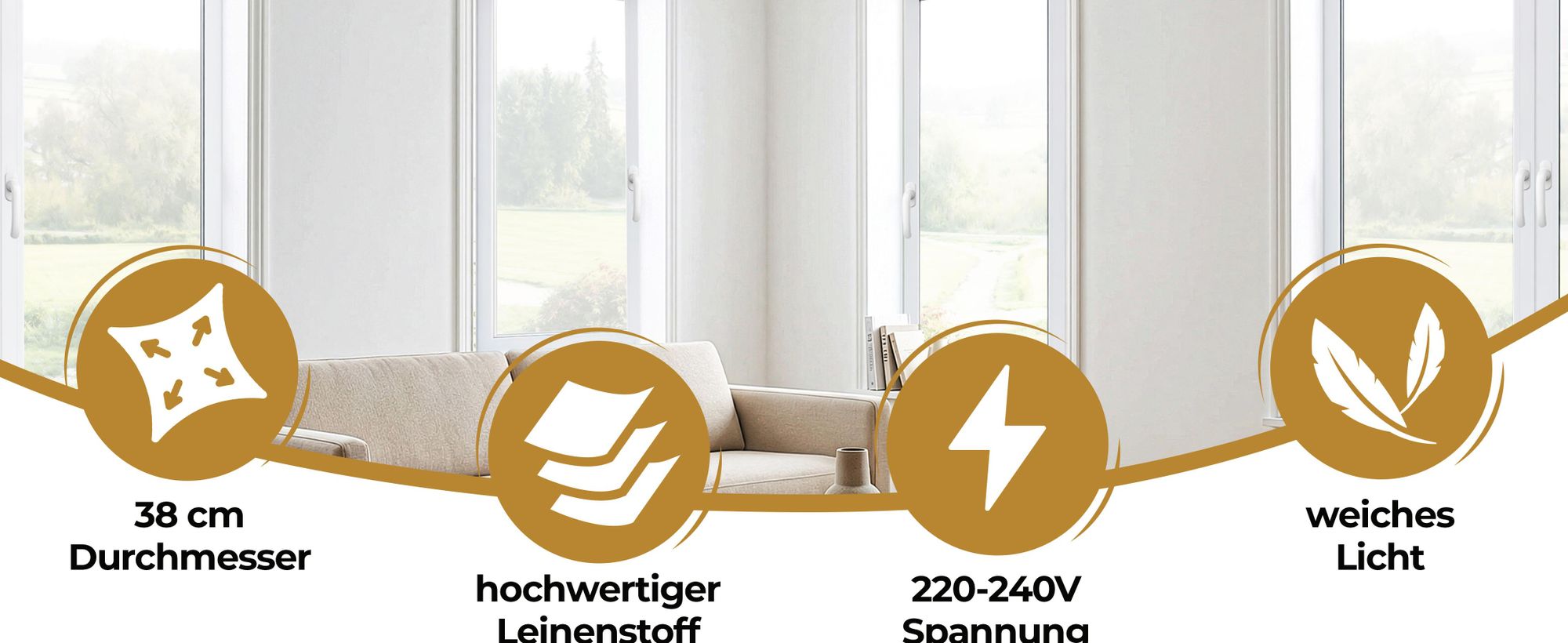 MONZANA Deckenlampe Stoff Wohnzimmer