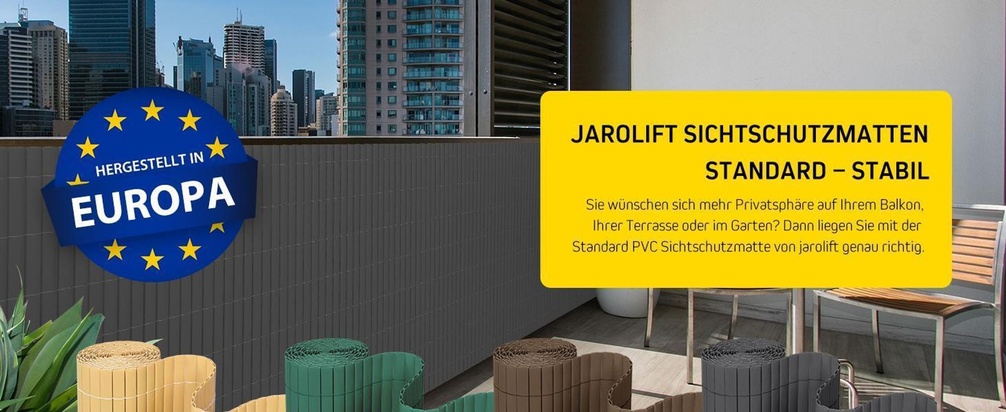 Sichtschutzmatte Balkon 100x300cm PVC bambus Blickdicht Zaun Terrasse Jarolift