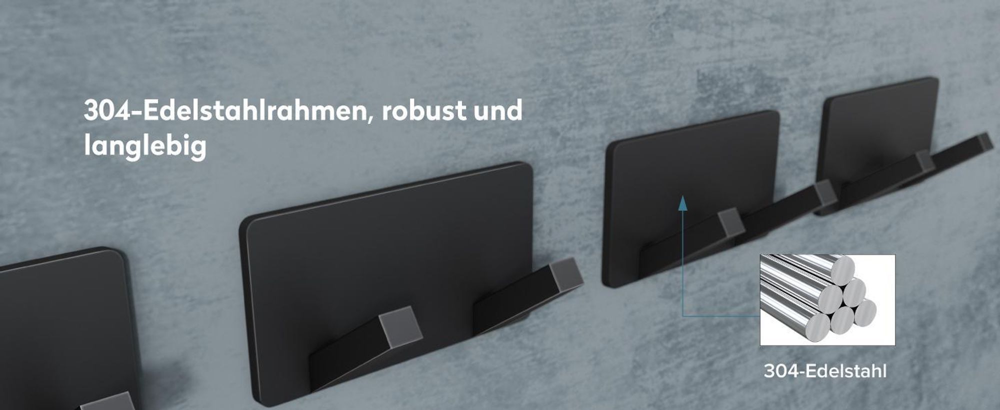 doporro Garderobenhaken Edelstahl, Kleiderhaken Wand mit 2 Haken, selbstklebend & ohne Bohren Matt Weiß für Jacken, Handtücher Stalo-04