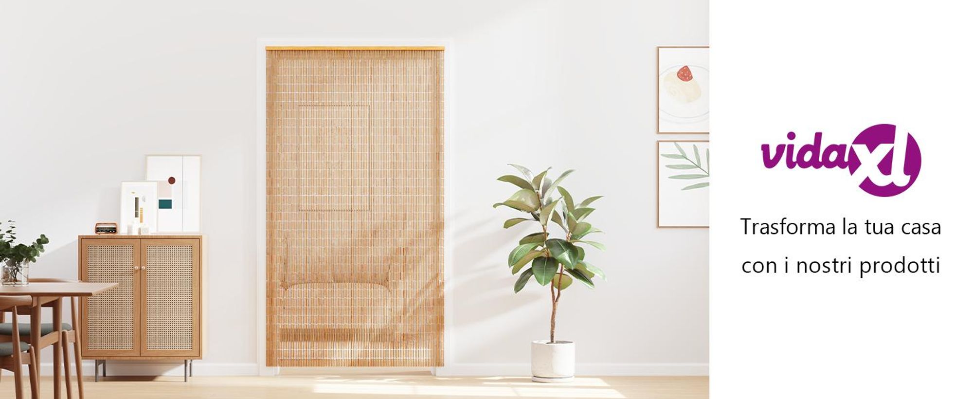vidaXL Tenda per porta con zanzariera in bambù 120 x 220 cm
