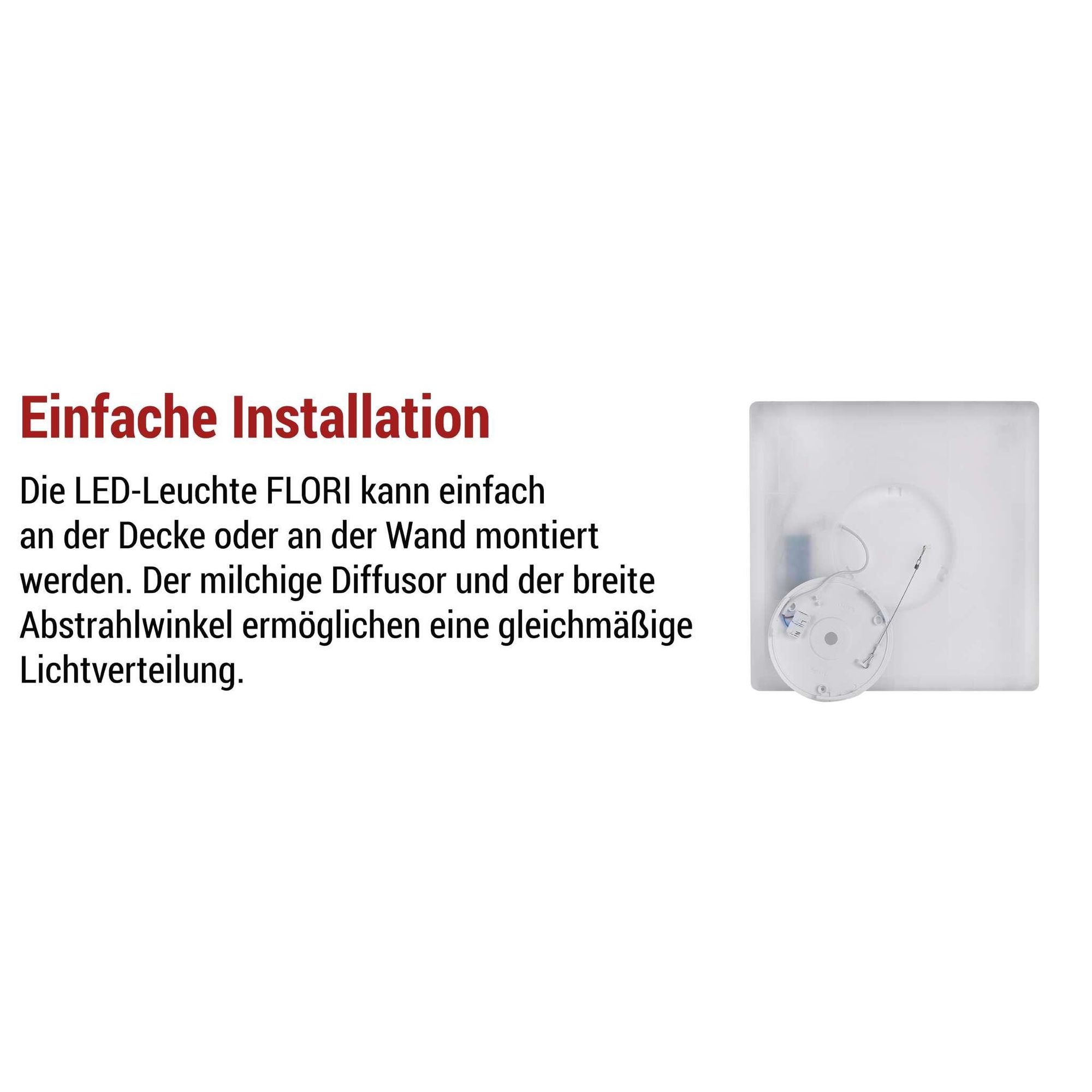EMOS - LED-Wand-/Deckenleuchte FLORI, quadratisch - neutralweiß 4000 K - 2200 lm