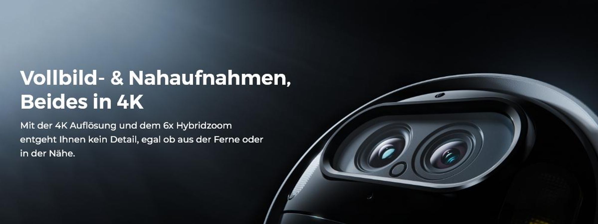 Reolink Argus Track+Solarpanel, 4K 8MP Akku WLAN Überwachungskamera Außen, Dual-Objektiv, 5/2,4 GHz WiFi, Auto Tracking & Zoom, Farbnachtsicht