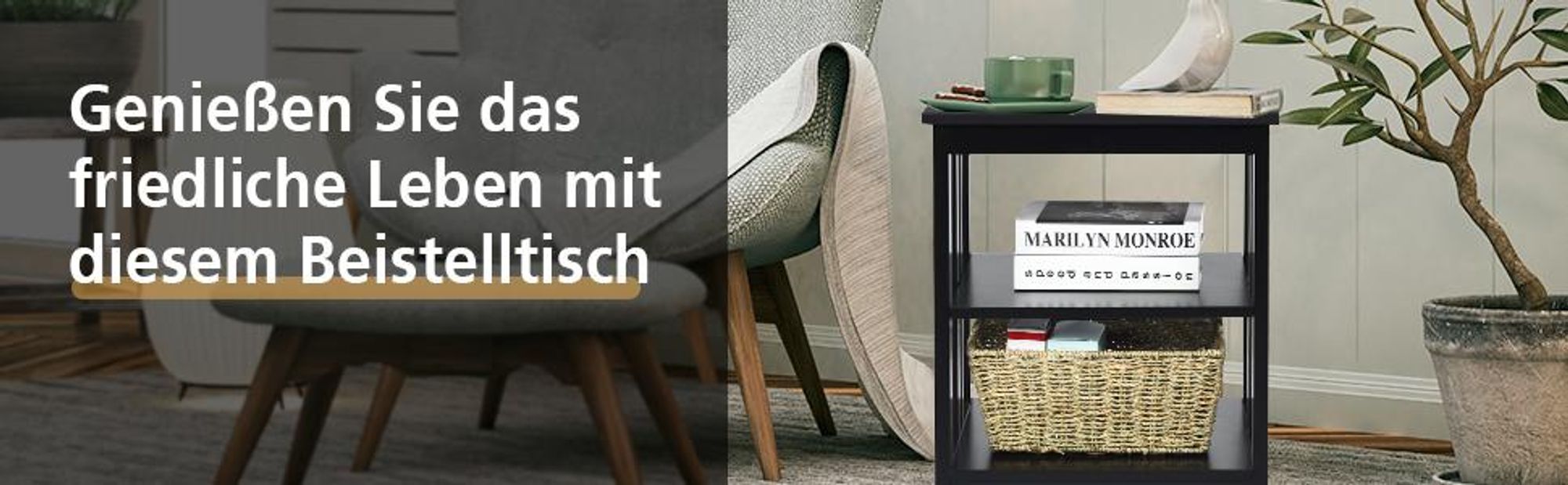 COSTWAY Nachttisch 3 Ebenen, 2er Set Beistelltisch Nachtschrank, Sofatisch Couchtisch für Schlafzimmer, Wohnzimmer 40x40x61cm (II-förmig, Braun)