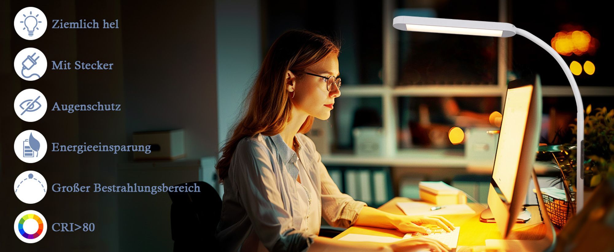 ZMH Schreibtischlampe LED Dimmbar Klemmbar Weiß Arbeitsleuchte 11W Tischlampe Bürolampe Tageslichtlampe Einstellbare Farbtemperaturen Augenschutz mit Timerfunktion Ladefunktion