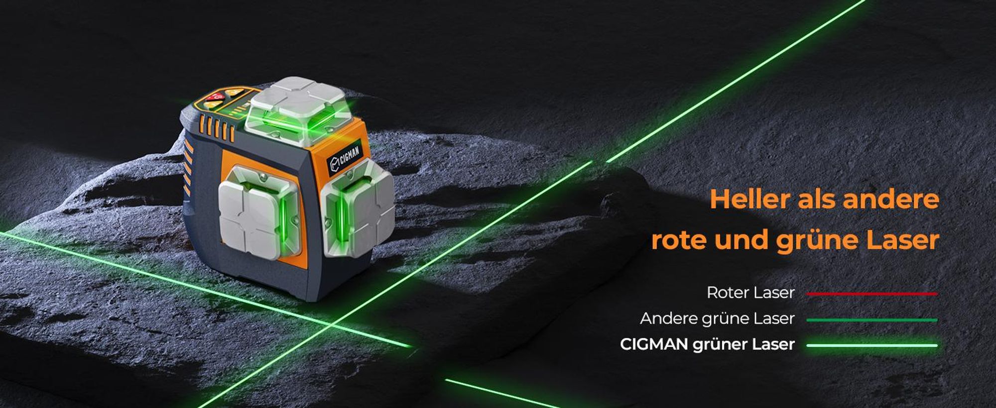 CIGMAN CM-S05 Kreuzlinienlaser 3x360 Grad, Gestensteuerung, App-Anbindung, LCD-Display
