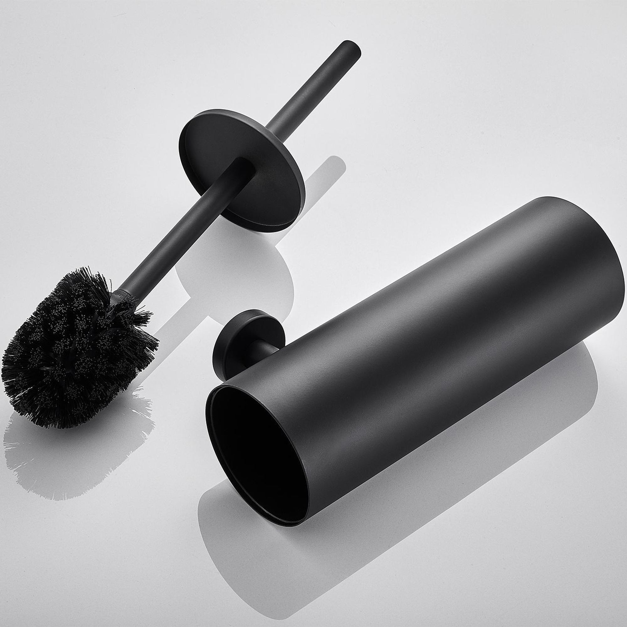 Auralum 2 pcs Edelstahl Toilettenbürste WC-Bürstenhalter Garnitur Wandhalter Bürste Klobürste mit Wandbefestigung, Schwarz