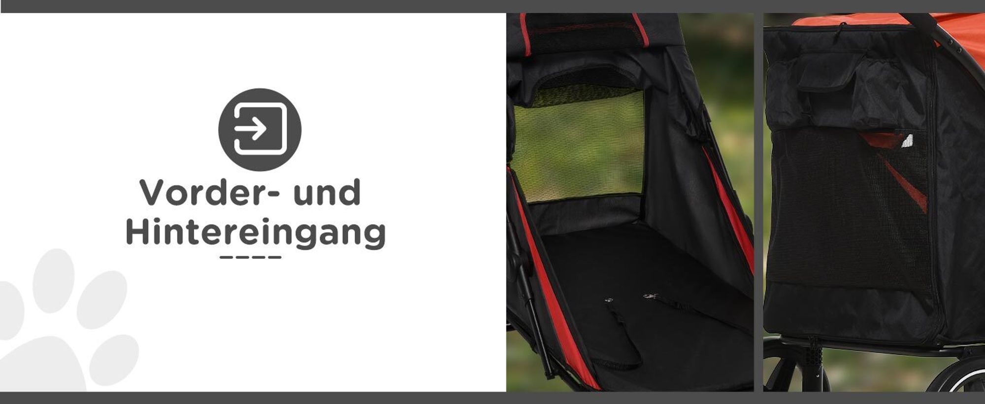 PawHut Hundewagen, Hundebuggy mit Kissen, faltbarer Hundetrolley, Katzenbuggy