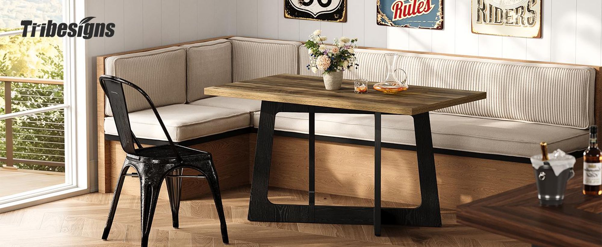 Tribesigns 120 cm Esstisch für 2–4 Personen, Kleiner Küchentisch mit stabilem Säulenfuß, Landhaus-Möbel aus Holz für Küche & Esszimmer in Räumen