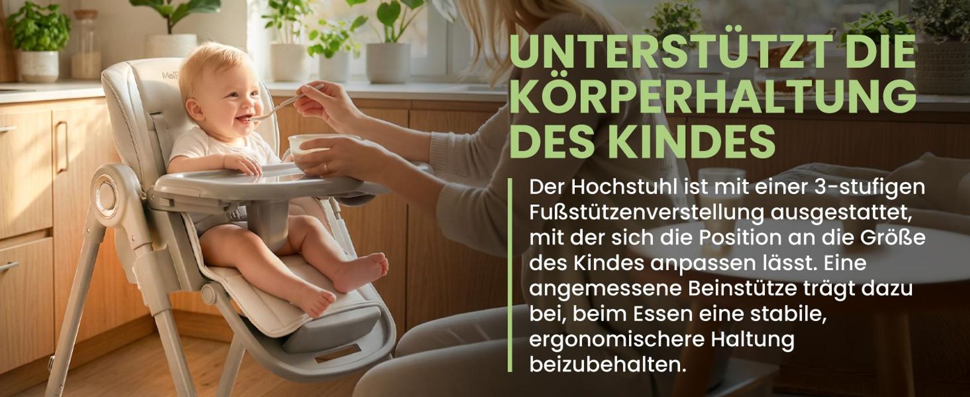 Fütterungsstuhl Kinderhochstuhl Baby Klappbarer verstellbares Tablett Gurte 6 Höhen Grau