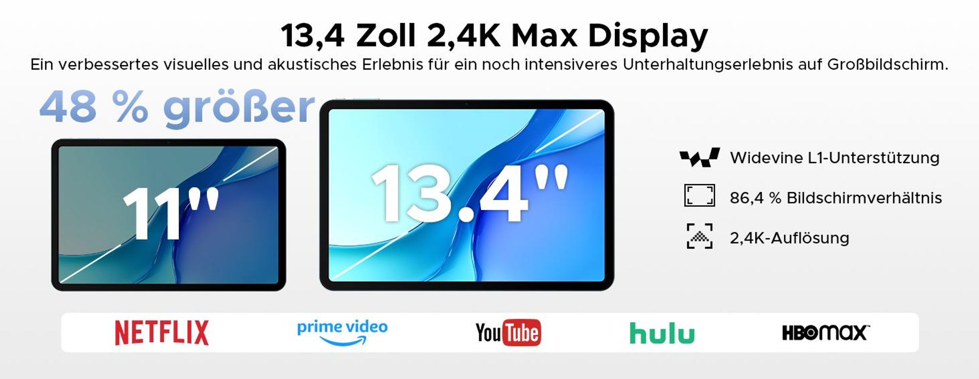 P13 Pro 4G LTE Dual-SIM Tablet Android 16, 13.4" 2.4K+120Hz, 48GB(12+36)RAM+256GB ROM(2TB TF),12000mAh,Widevine L1,Gemini AI–mit Tastatur,Maus,Stift