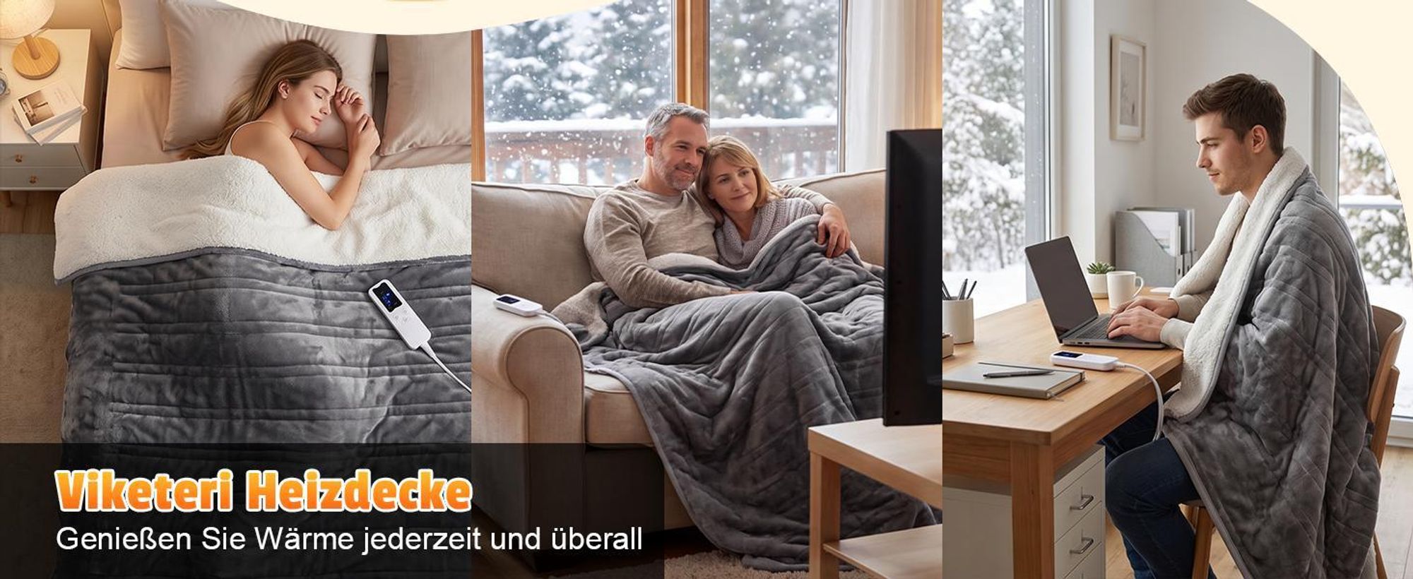 ZMH Wärmedecke Elektrisch Flanell 180x130cm Kuschelheizdecke 6 Temperaturstufen Timer Funktion Elektrische Wärmeunterbett für Bett Sofa Dunkelgrau