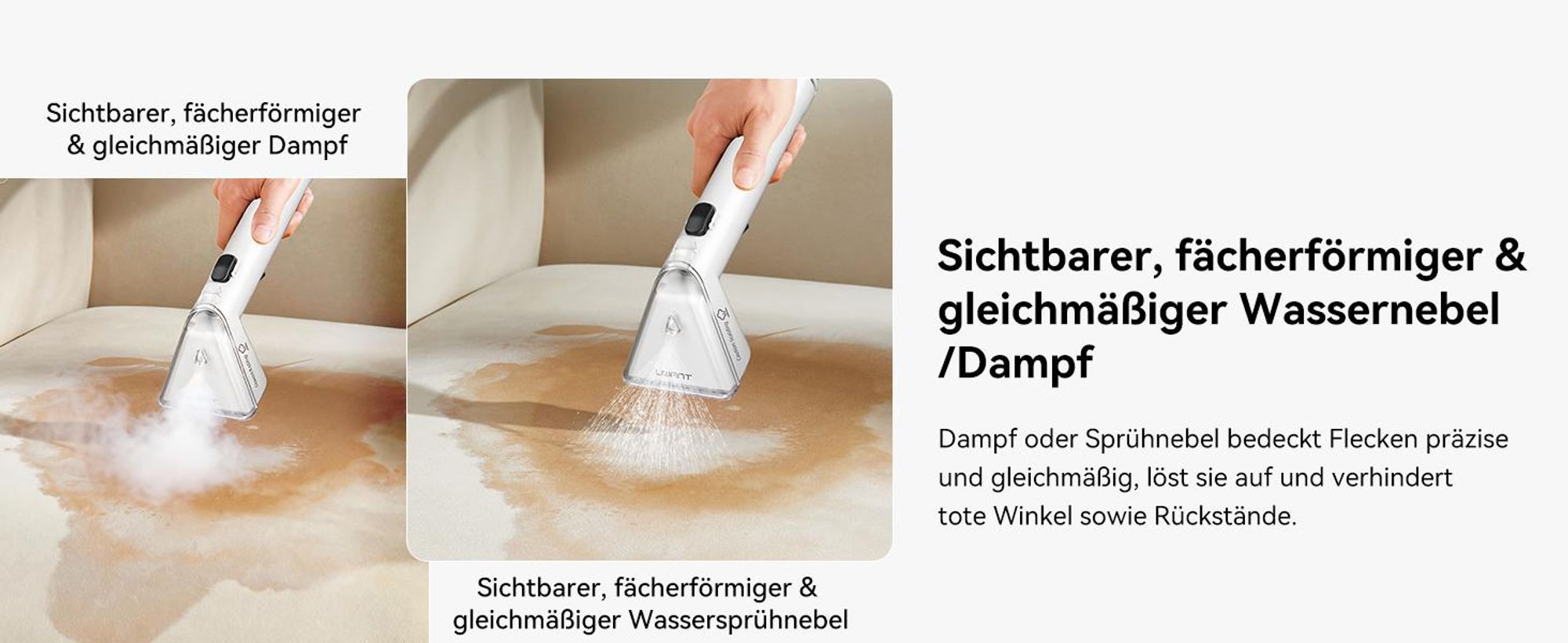 Uwant Y100 Steam Polsterreiniger Gerät, 3-in-1 Dampfreiniger für Sofa, Teppich und Auto mit 18KPA, 1750W Heißdampf, 65°C Heißwasser,Kaltwasser