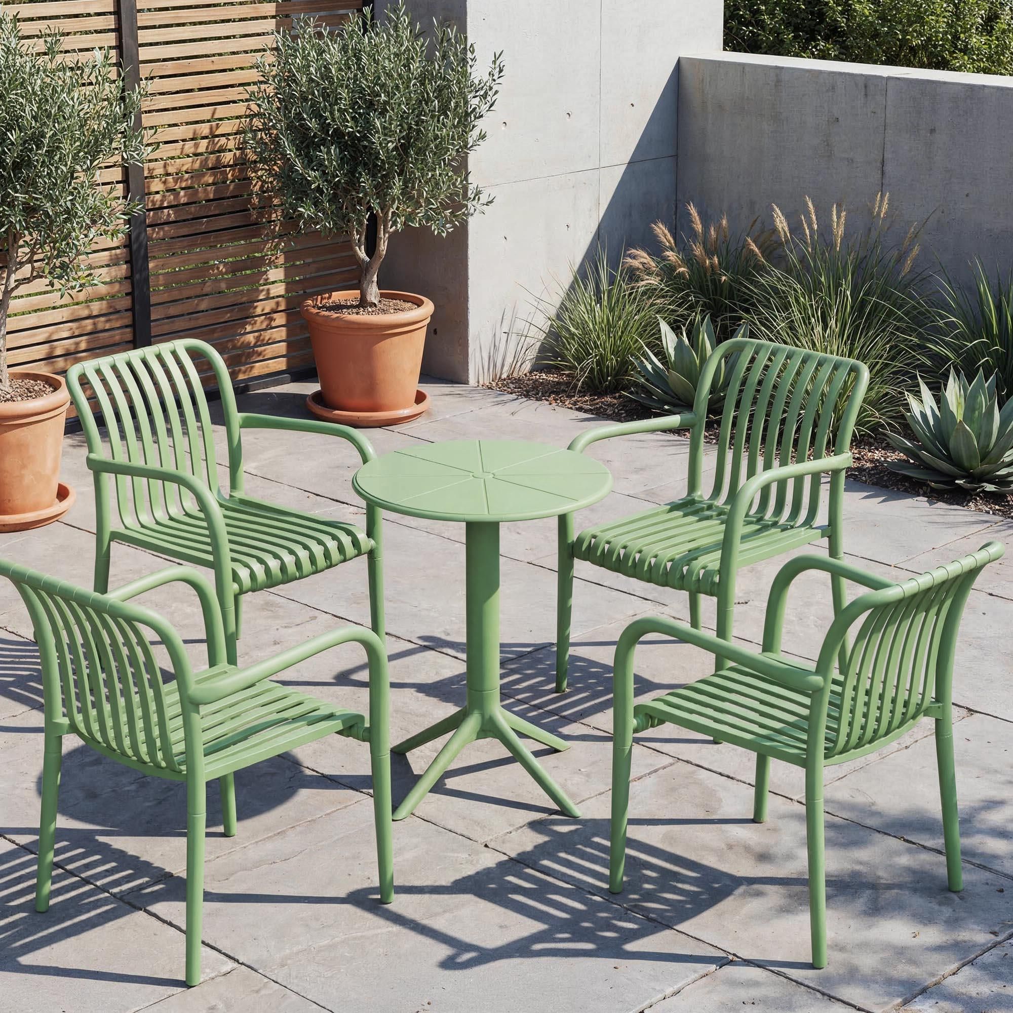 di volio Gartentisch DEGO - runder Outdoor Tisch für Balkon & Terrasse, Ø60 cm, wetterfest - grün