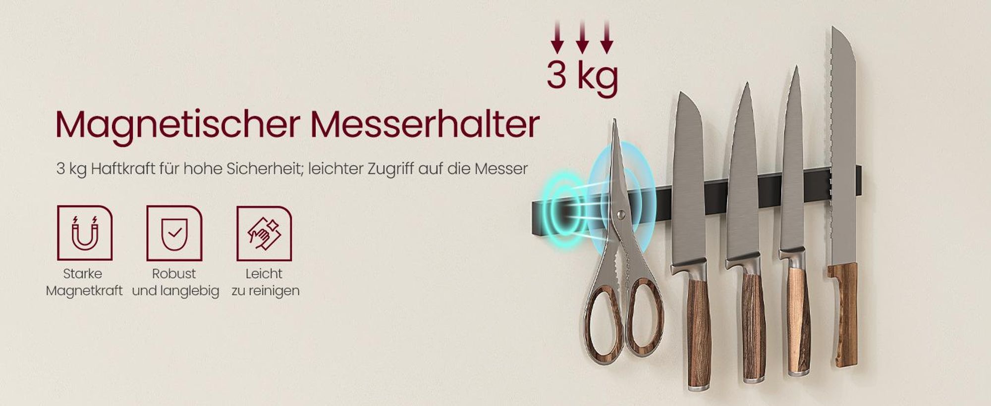 VASAGLE Küchenregal, mit Magnetleiste, Drahtkorb, Küchenrollenhalter