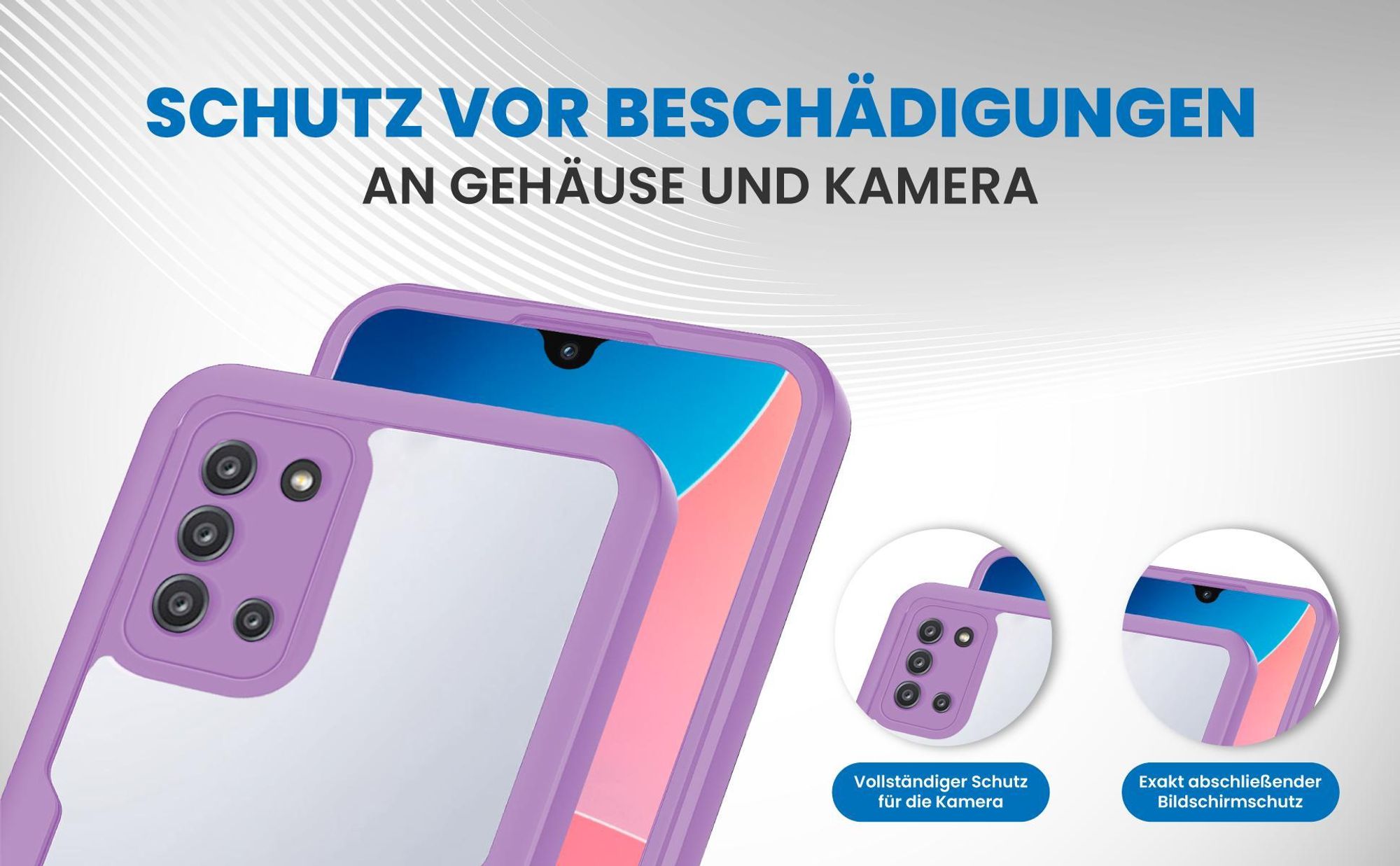 Violette 360 Grad Handyhülle für Samsung Galaxy A21s Front und Backcover