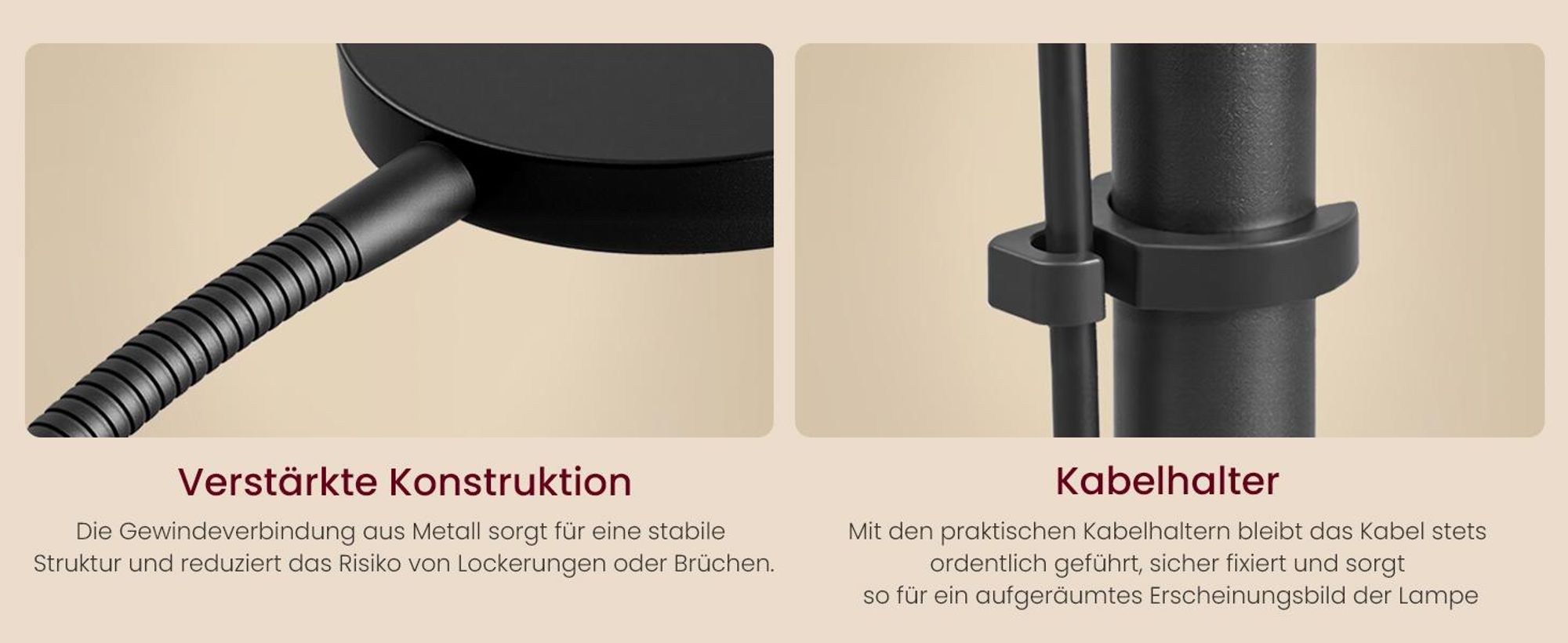 VASAGLE Stehlampe LED Dimmbar Leselampe 360° Drehbar für Wohnzimmer 22 x 22 x 170 cm Schwarz