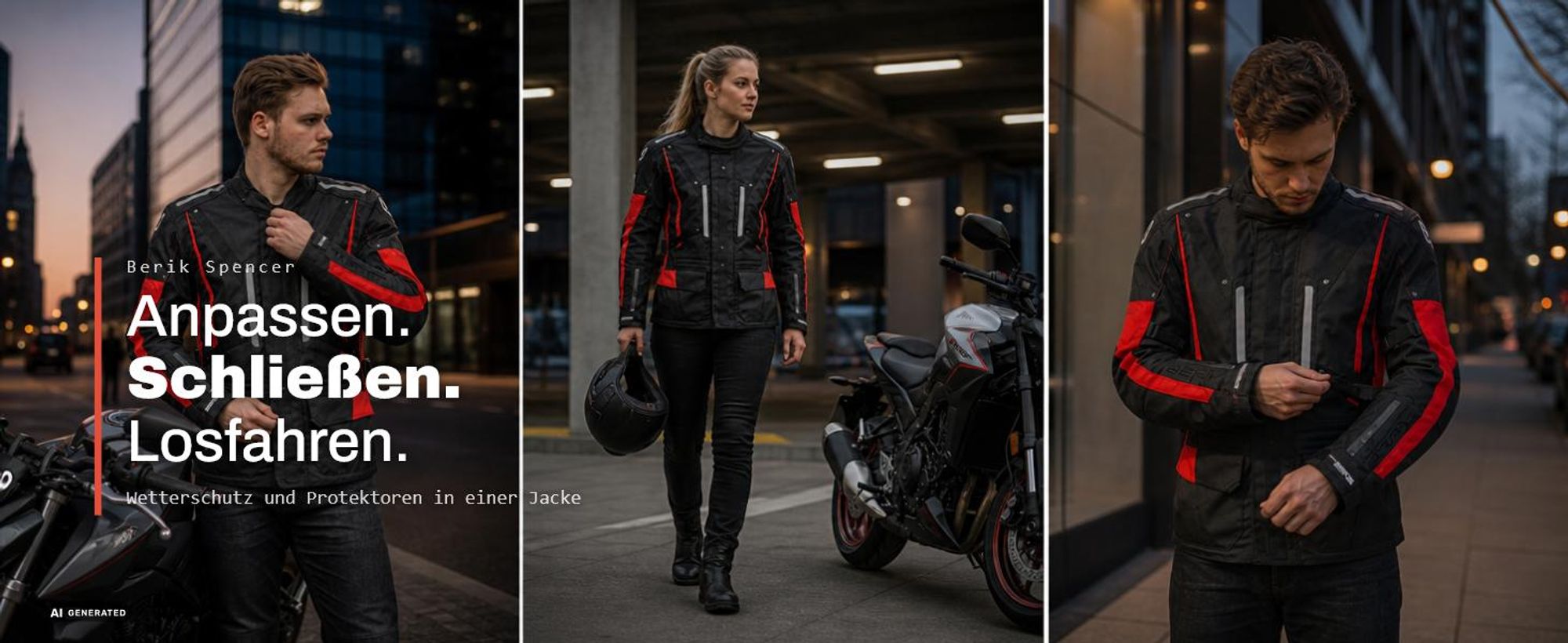 Berik Spencer wasserdichte Motorrad Texiljacke, schwarz/gelb, 56