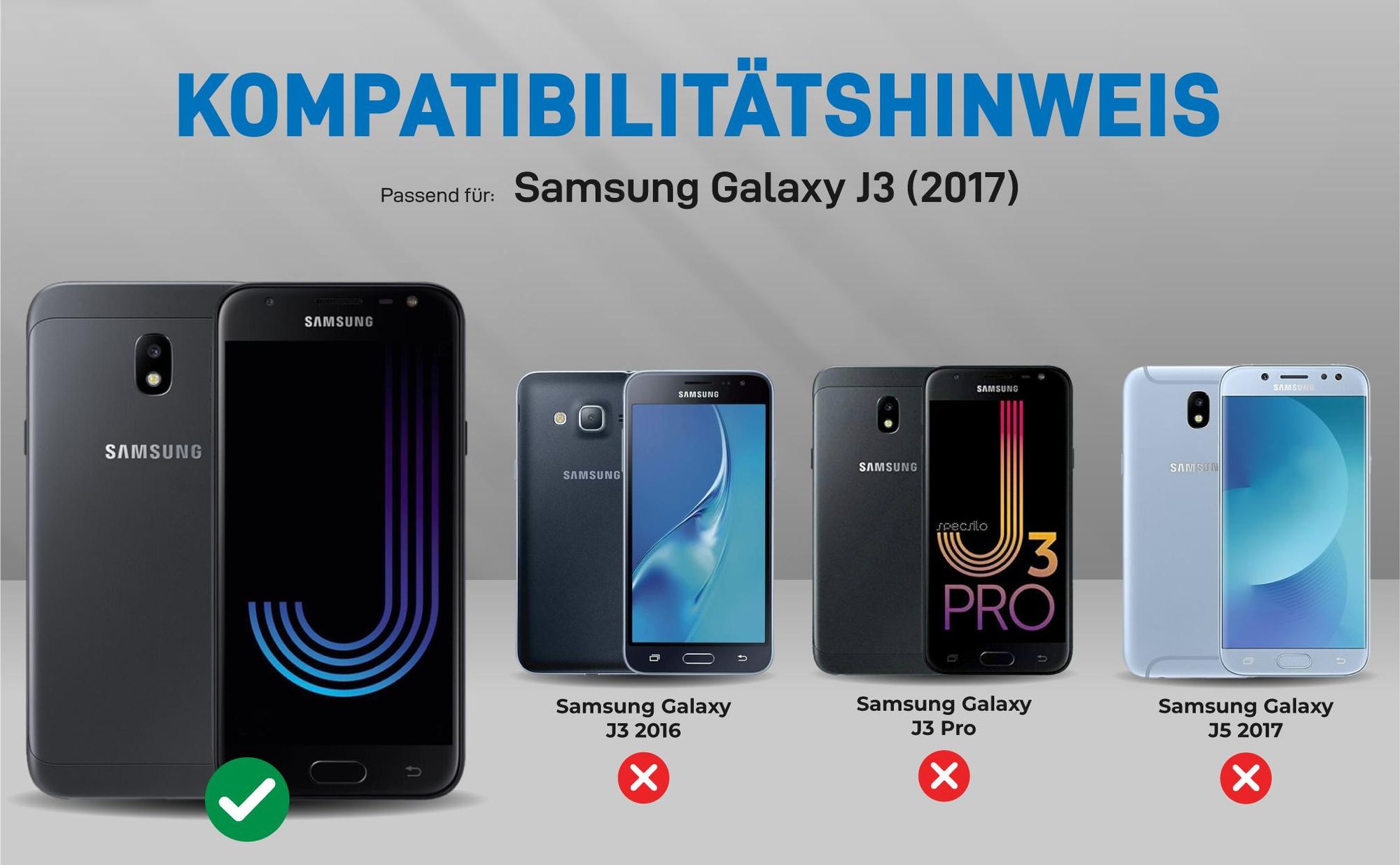 Kompatibilitätshinweise Hülle für Samsung Galaxy J3 (2017)