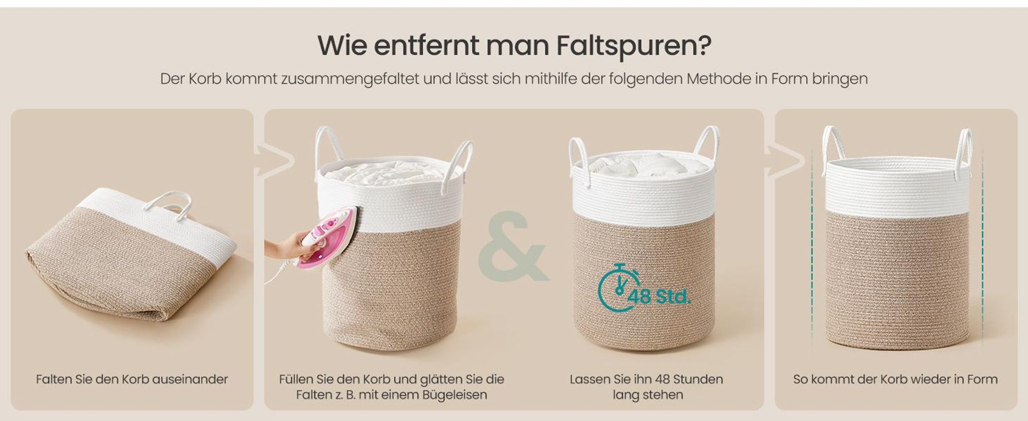 SONGMICS Wäschekorb, Wäschesammler für Kinder, Aufbewahrungskorb, Baumwollseil, mit Henkel, für Decken, Kuscheltier Aufbewahrung, Schlafzimmer