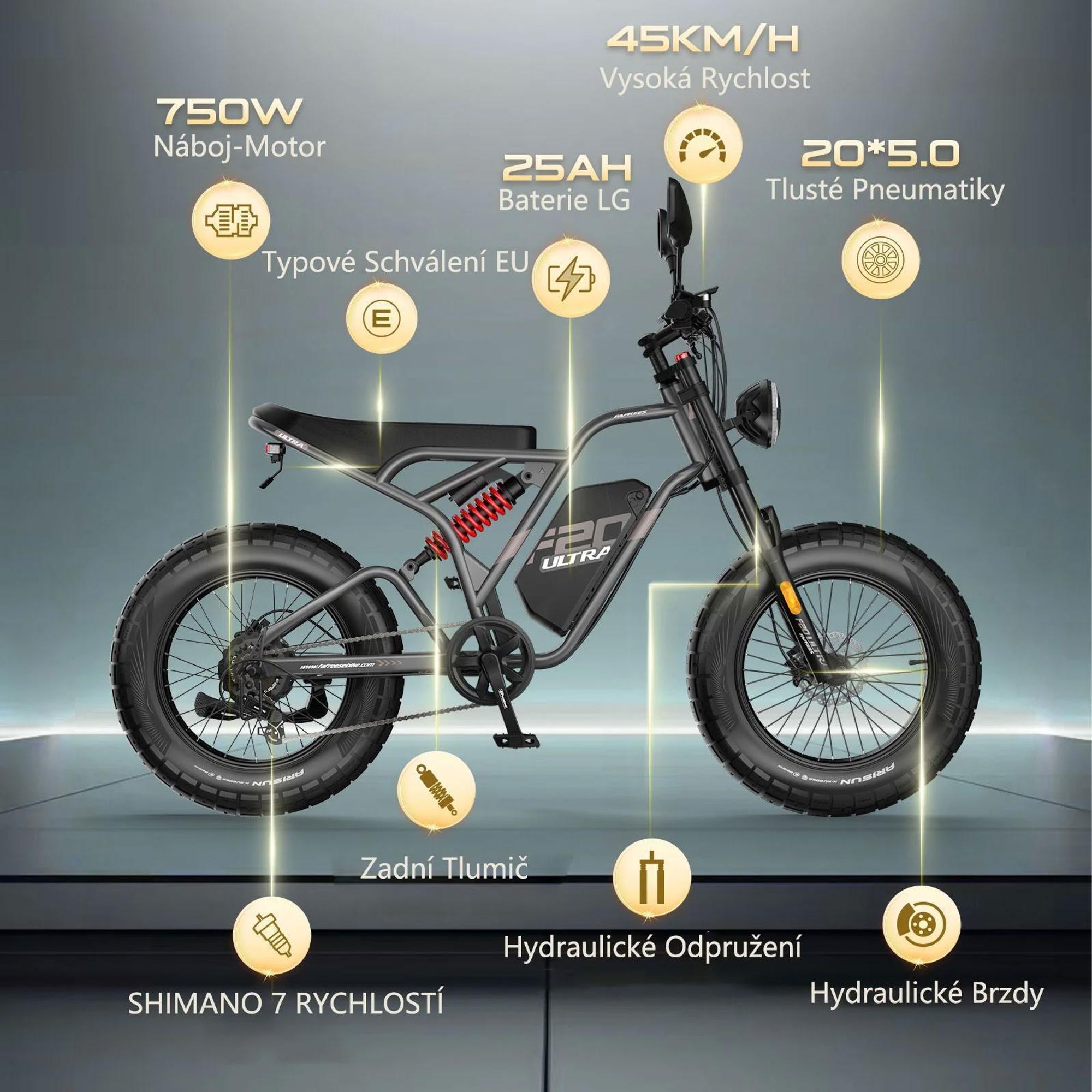 FAFREES F20 Ultra E-Bike (Typové schválení EU L1e-B) - Baterie 48V25AH 20 Palcové Pneumatiky Hydraulické brzdy - Černá