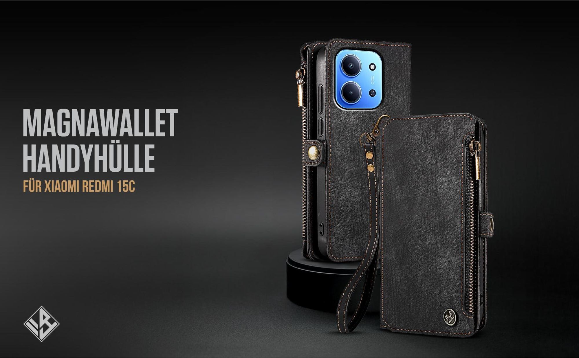 Klappbare Geldbeutel Handyhülle mit Handschlaufe für Xiaomi Redmi 15C