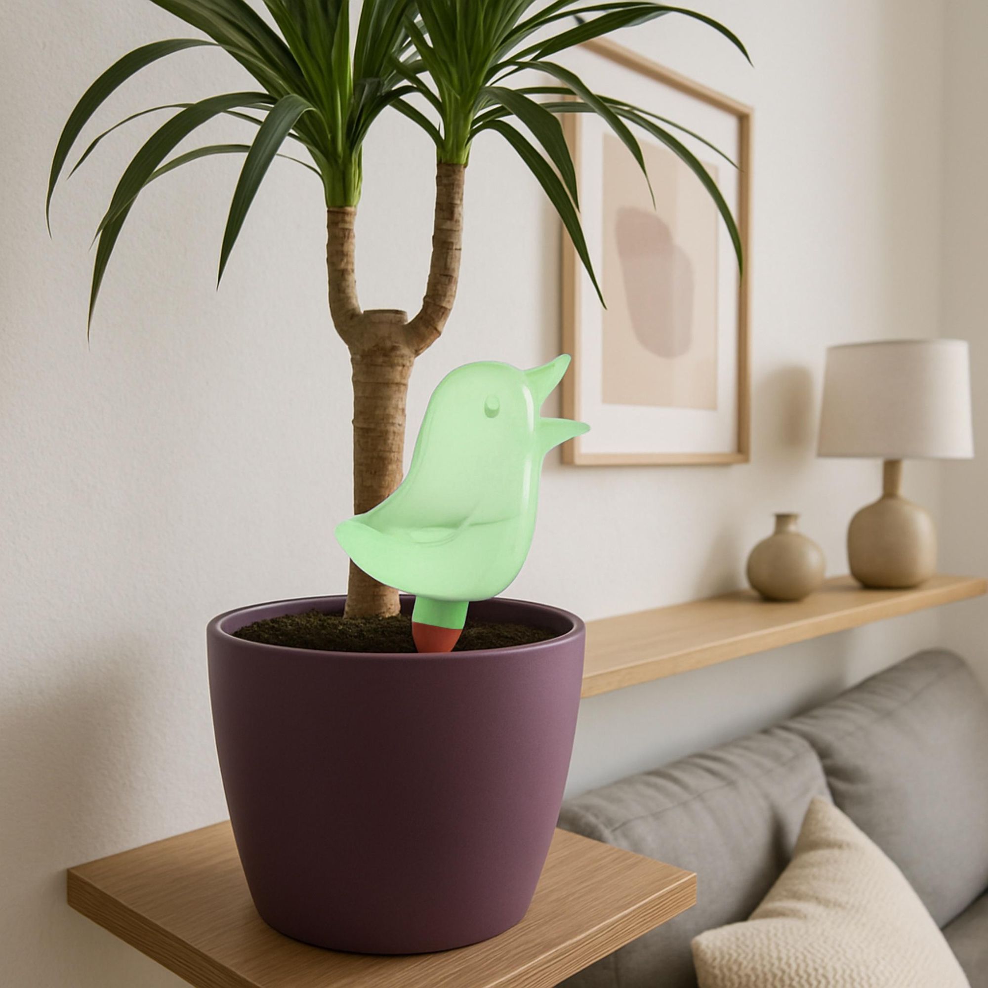 Automatischer Pflanzenbewässerer in Vogel-Form, Wasserspender für Topfpflanzen, Bewässerungskugel 80 ml, EVI HOME Green Bird, Grün
